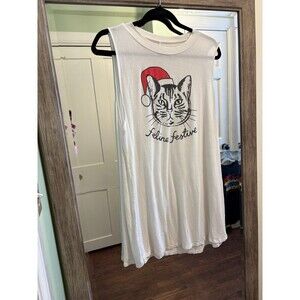 Fervour women’s size 2x kitty cat feline festive white tank top